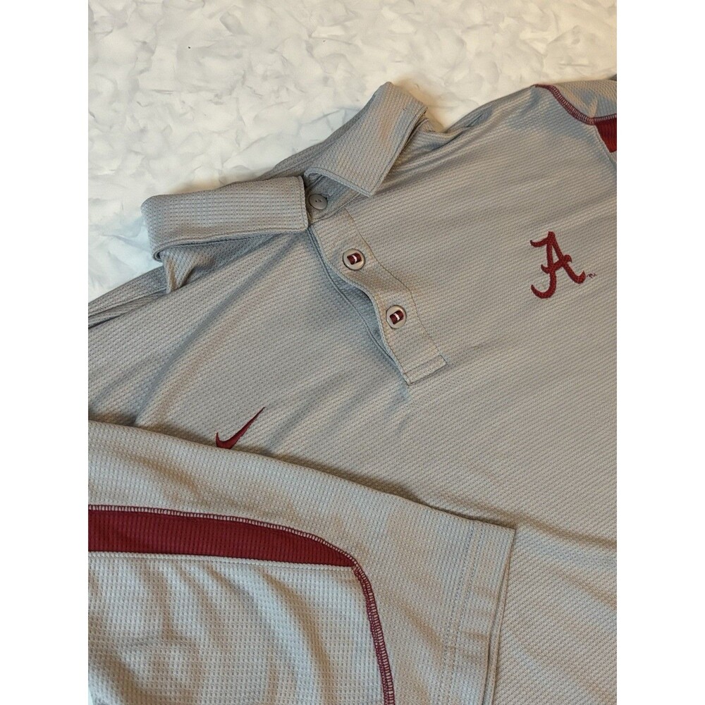Vintage Nike Team Alabama Crimson Tide Polo Shirt Mens XL Grey Crimson SEC Golf